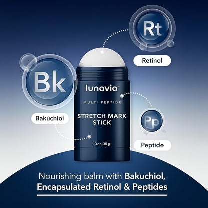 Lunavia Stretch Mark Stick - Bakuchiol, Encapsulated Retinol & Peptides - Nourishing Balm to Help Improve the Appearance of Stretch Marks & Scar-Like Lines